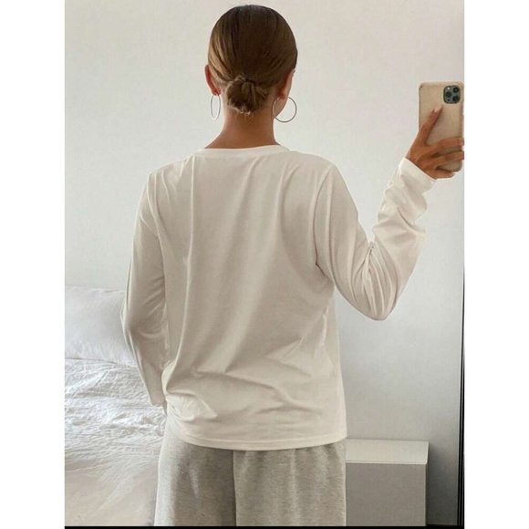 Long sleeve minimalist basics tee white - Picture 2 of 2